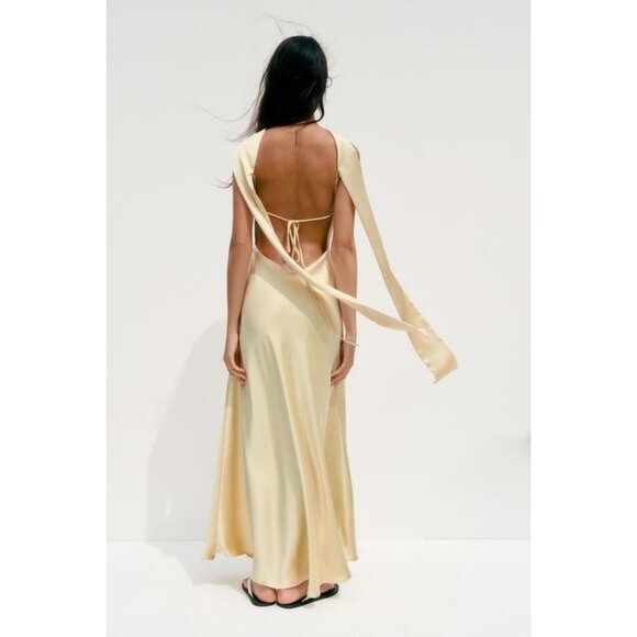 ZARA FOULARD SATIN MAXI DRESS - Picture 5 of 8